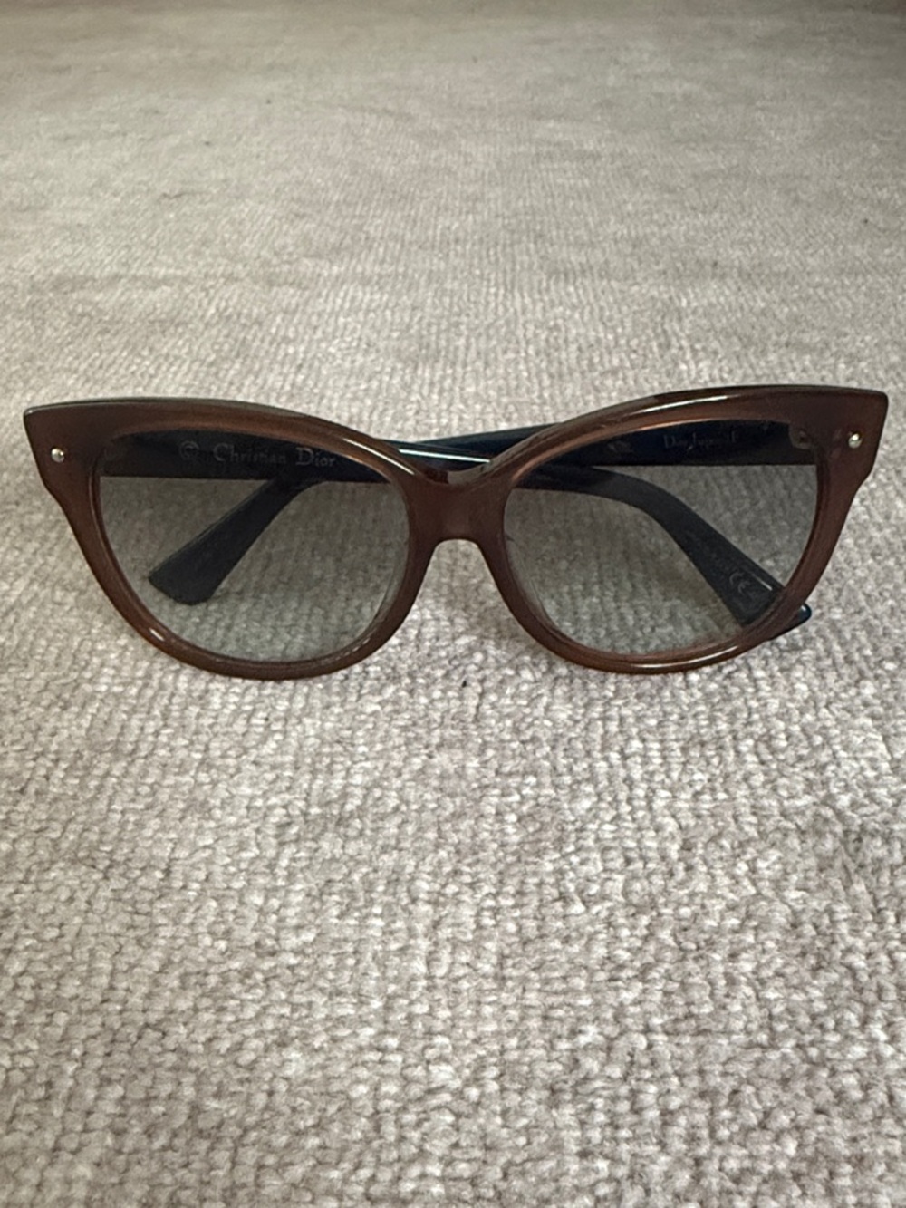 Christian Dior Jupin Cat-Eye Sunglasses in Brown/ Blue